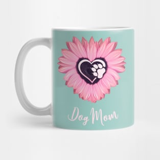 Dog mom pink sunflower paw print Mug